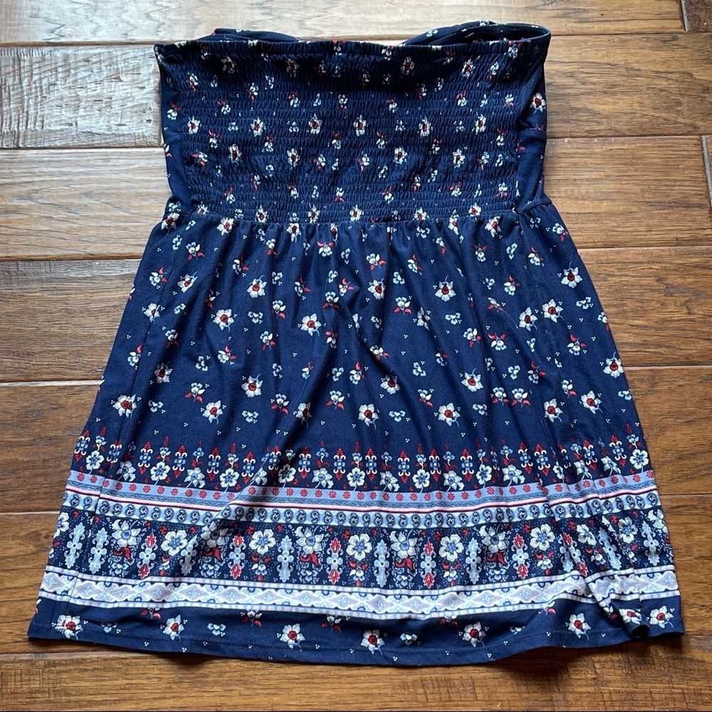 No Boundaries strapless red white & blue floral mini dress size XL (jrs) - Picture 7 of 13